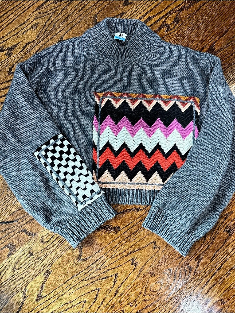 Missoni Chevron Patch Mock Neck Sweater Medium